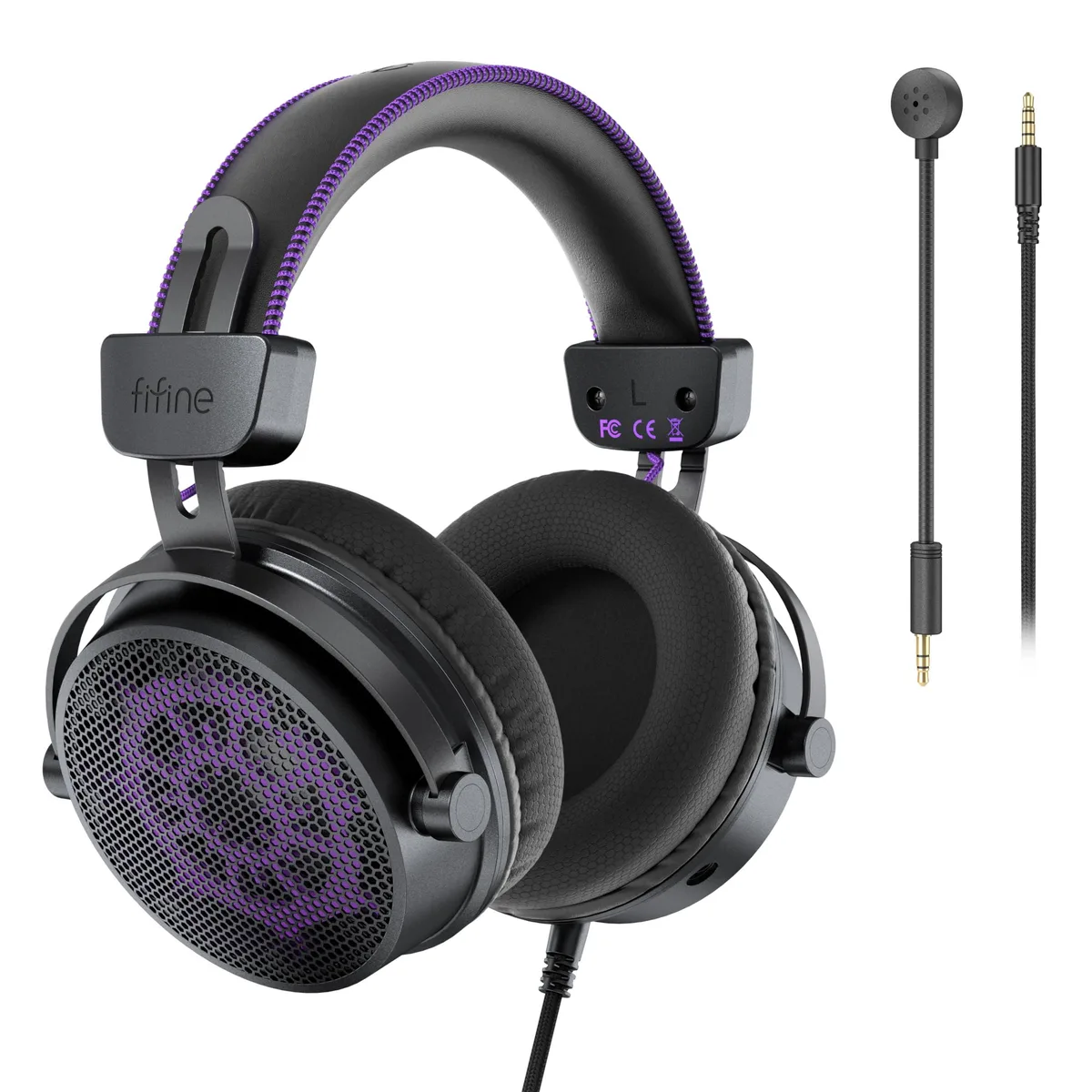 Black open-back over-ear headphones with 53mm drivers and 3.5mm cable
