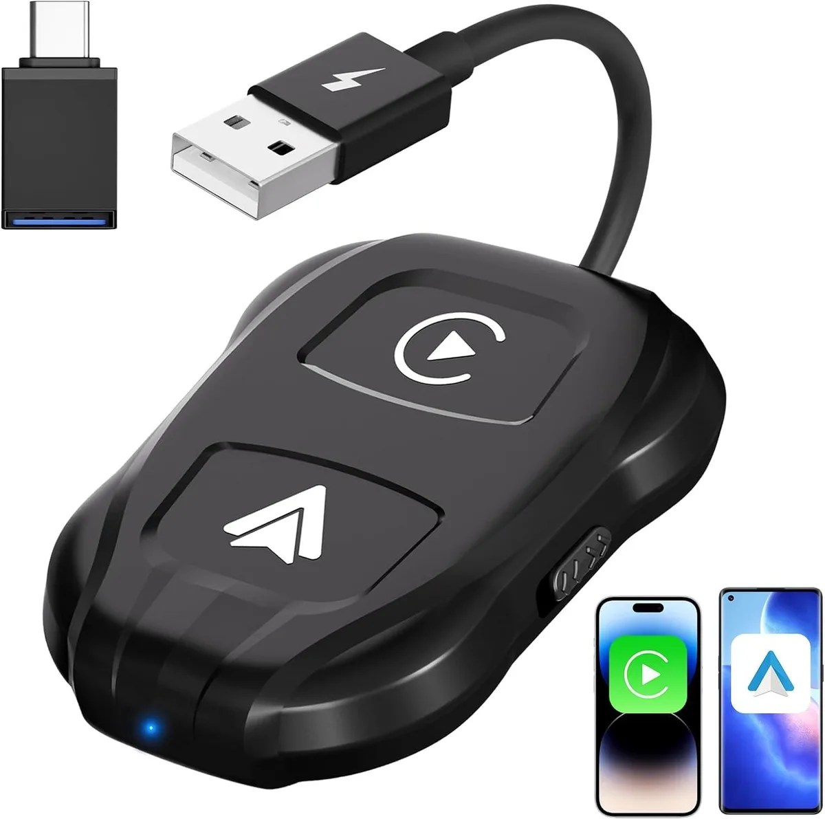 BONAEVER BONAEVER 2-in-1 Wireless CarPlay Android Auto Adapter 2024 Black — product photo
