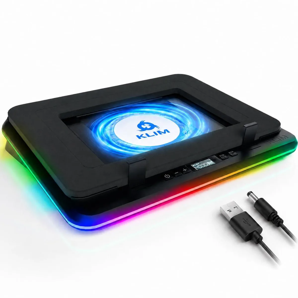 KLIM Turbofrost KLTUR9500 16000 RPM RGB USB-C/DC laptop cooling pad — product photo