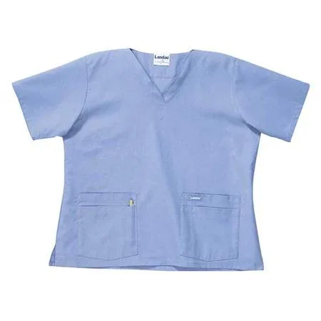 Landau Landau 8219 Scrub Shirt Cotton/Polyester Short Sleeve 4 Pockets Blue Women's XL Personal Protective Equipment — product photo