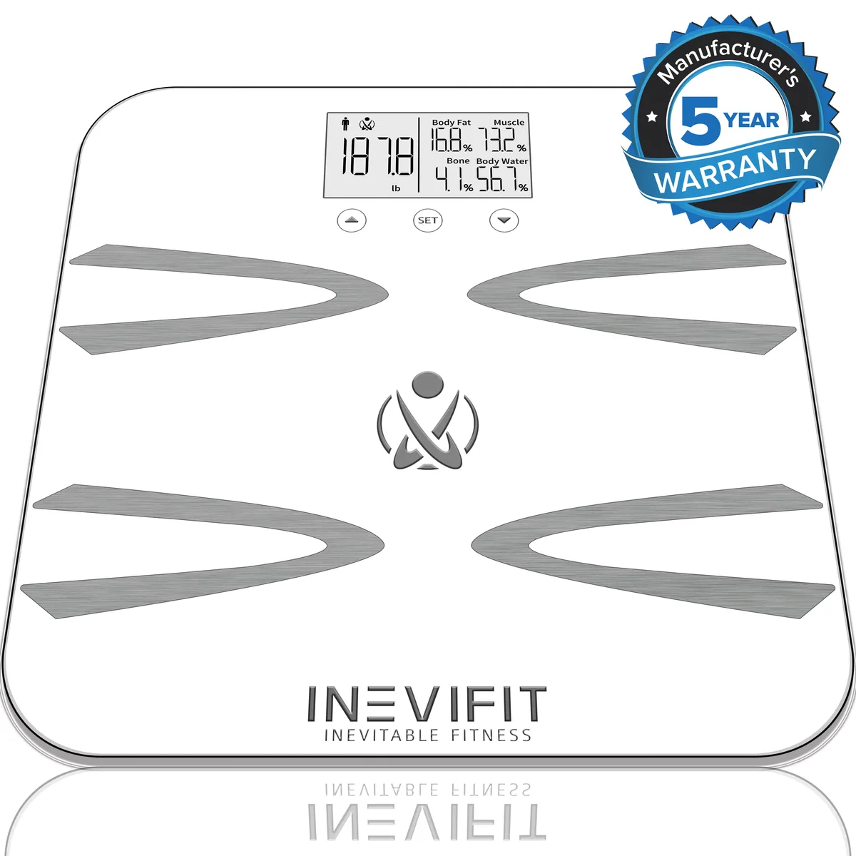 INEVIFIT LLC INEVIFIT LLC I-BA002W Bath Scale 400 lbs 10 Users 4.1" LCD 12.8" Platform White — product photo