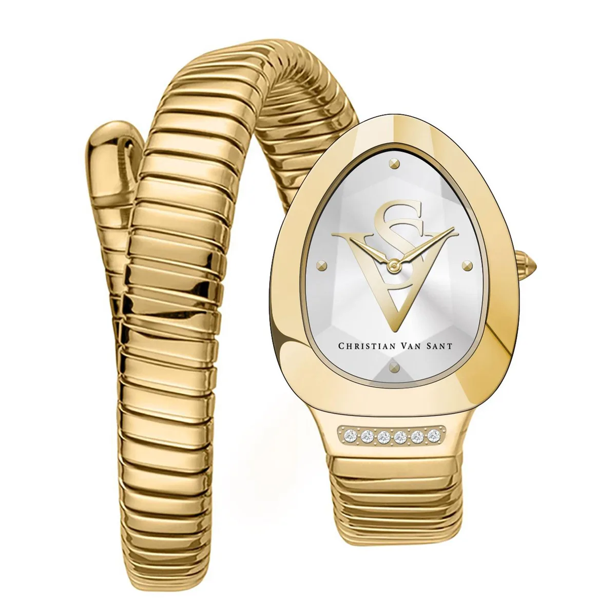 Silver stainless steel watch with silver dial and matching bracelet
