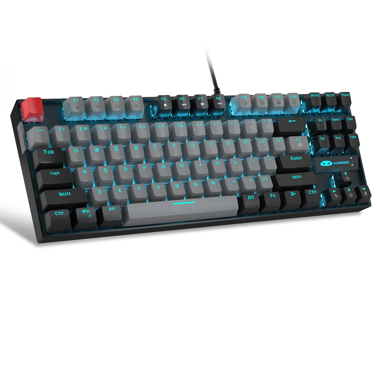  Magegee 75% Mechanical Gaming Keyboard Blue Switch 87 Keys Grey/Black — product photo