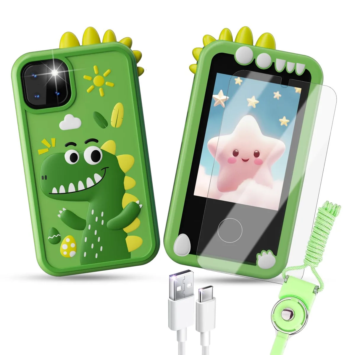 KEHIPI KEHIPI Kids Smart Phone Toy Green 2.4 inch Touchscreen Dual Camera 13 Games — product photo