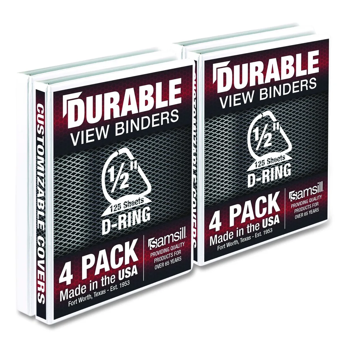Samsill Samsill Durable 0.5" View D Ring Binder White Set of 4 — product photo