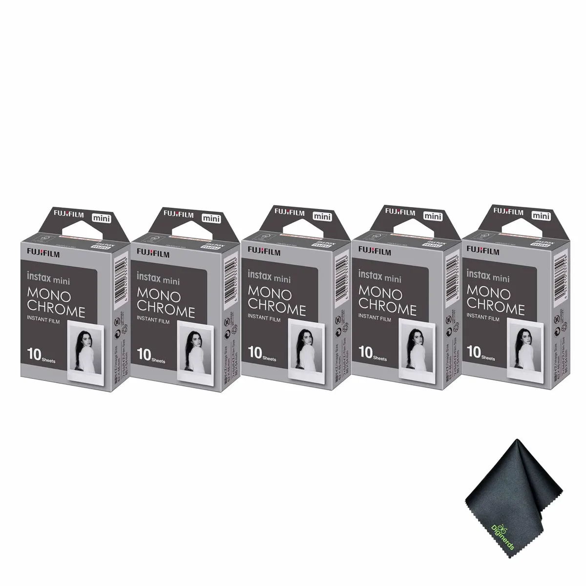 FUJIFILM FUJIFILM INSTAX MINI Monochrome Instant Film 5×10 Exposures Bundle with Cloth — product photo