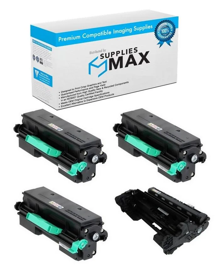 Cardboard box containing one black drum unit and three black toner cartridges
