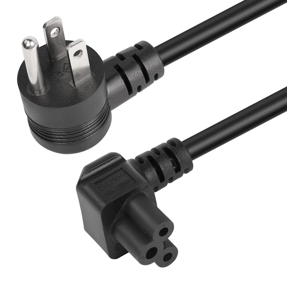  GE 1.5m 18AWG 90° NEMA 5-15P to IEC C5 AC Power Cord — product photo