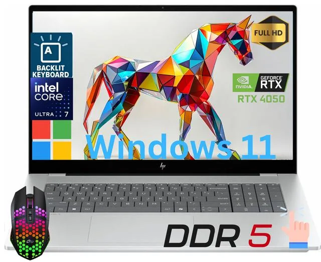 HP HP OmniBook X 17 laptop Ultra 7 256V RTX 4050 16GB DDR5 512GB NVMe 17.3 FHD Touch Silver — product photo