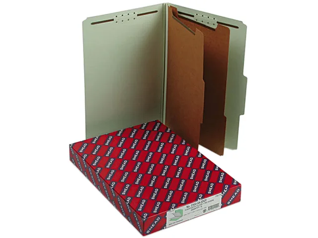 Smead Smead 19076 Legal Pressboard Classification File Folders, Six-Section, Gray-Green, 10/Box — product photo