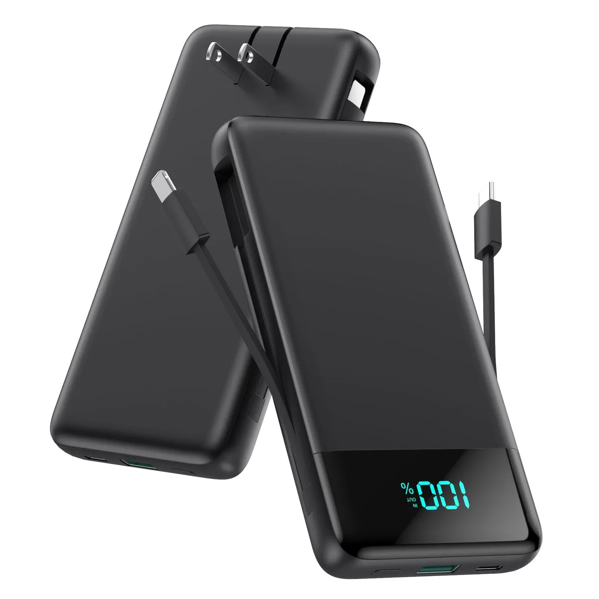No Sew No Sew HX100M9 13800mAh power bank with built-in cables and AC plug — product photo