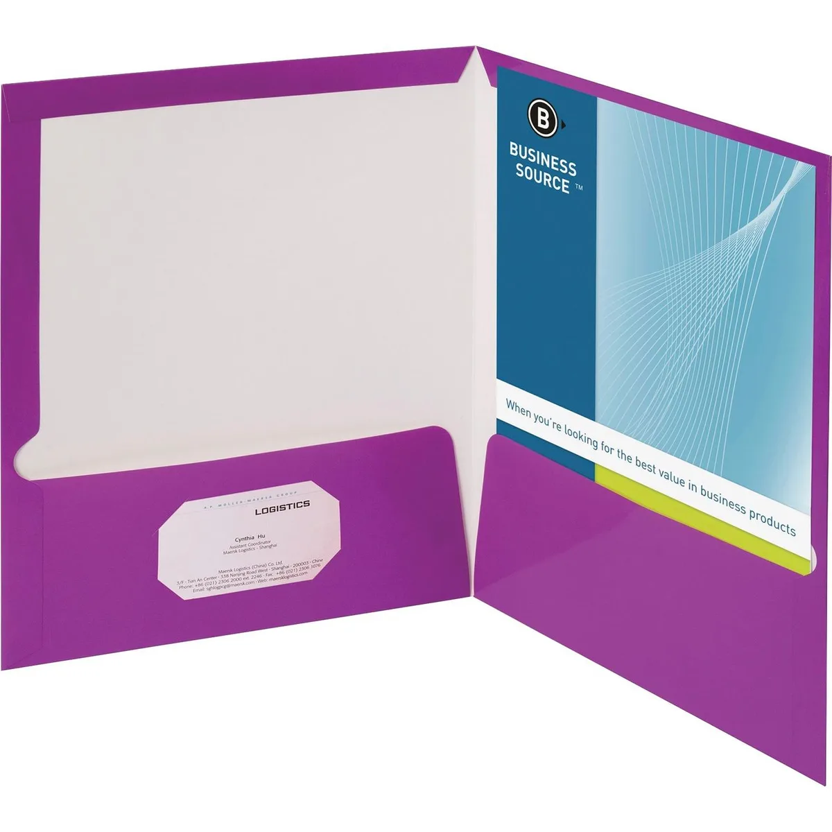 Business Source Business Source 44429 File Folder Purple 2 Pocket 100 Sheet 25 Box — product photo