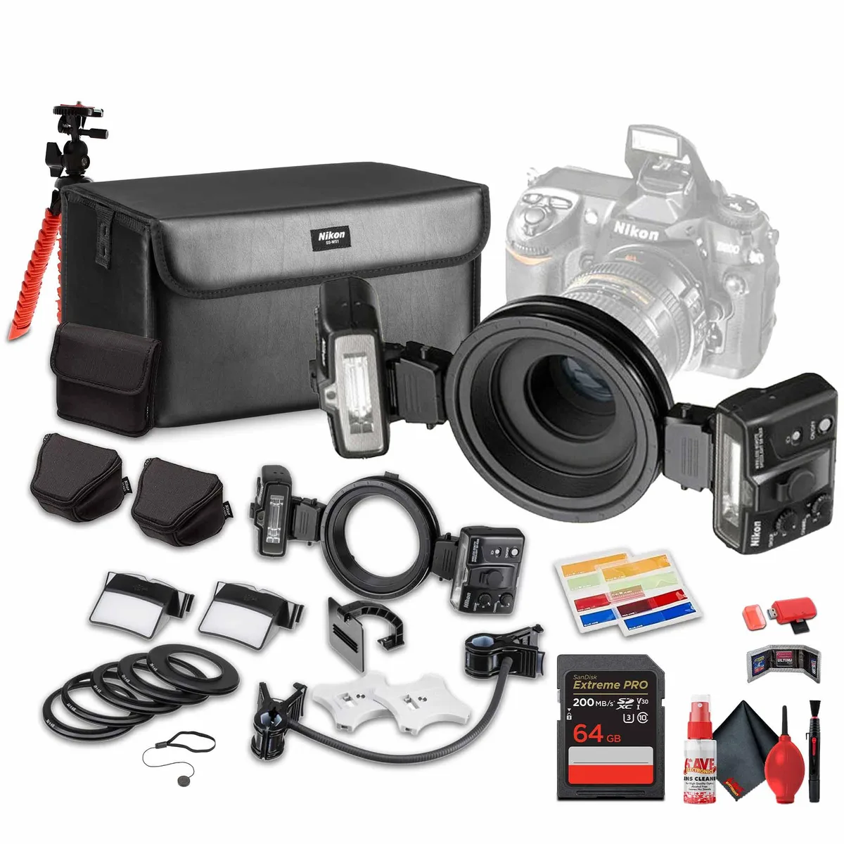 Nikon Inc Nikon 4804 R1 Wireless Close-Up Speedlight System with 64GB Memory Card and Flexible Tripod camera accessory — product photo