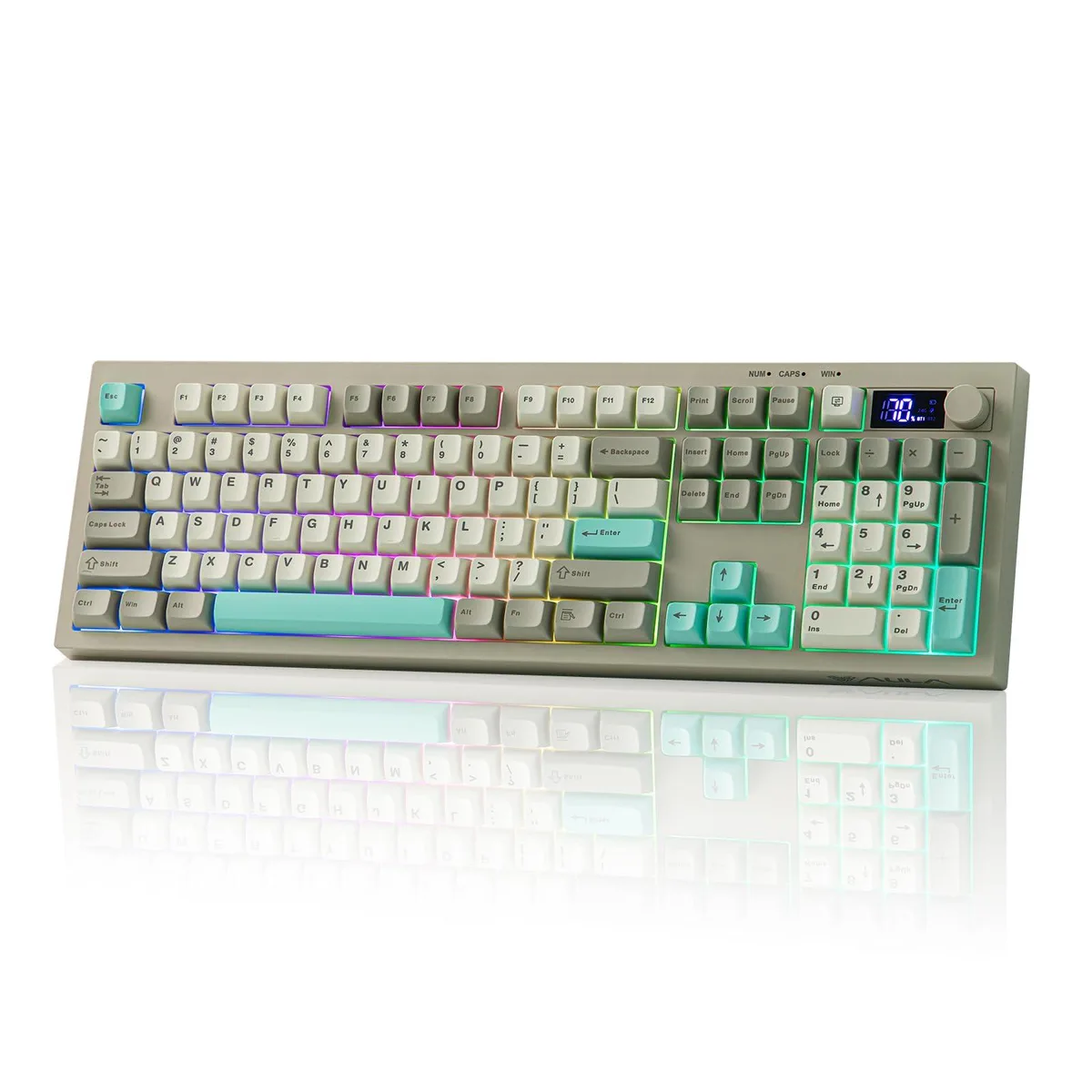  Redragon S102 PRO Membrane Gaming Keyboard with TFT Screen, Volume Knob &amp; Number Pad, Tri-Mode Wireless, Grey — product photo