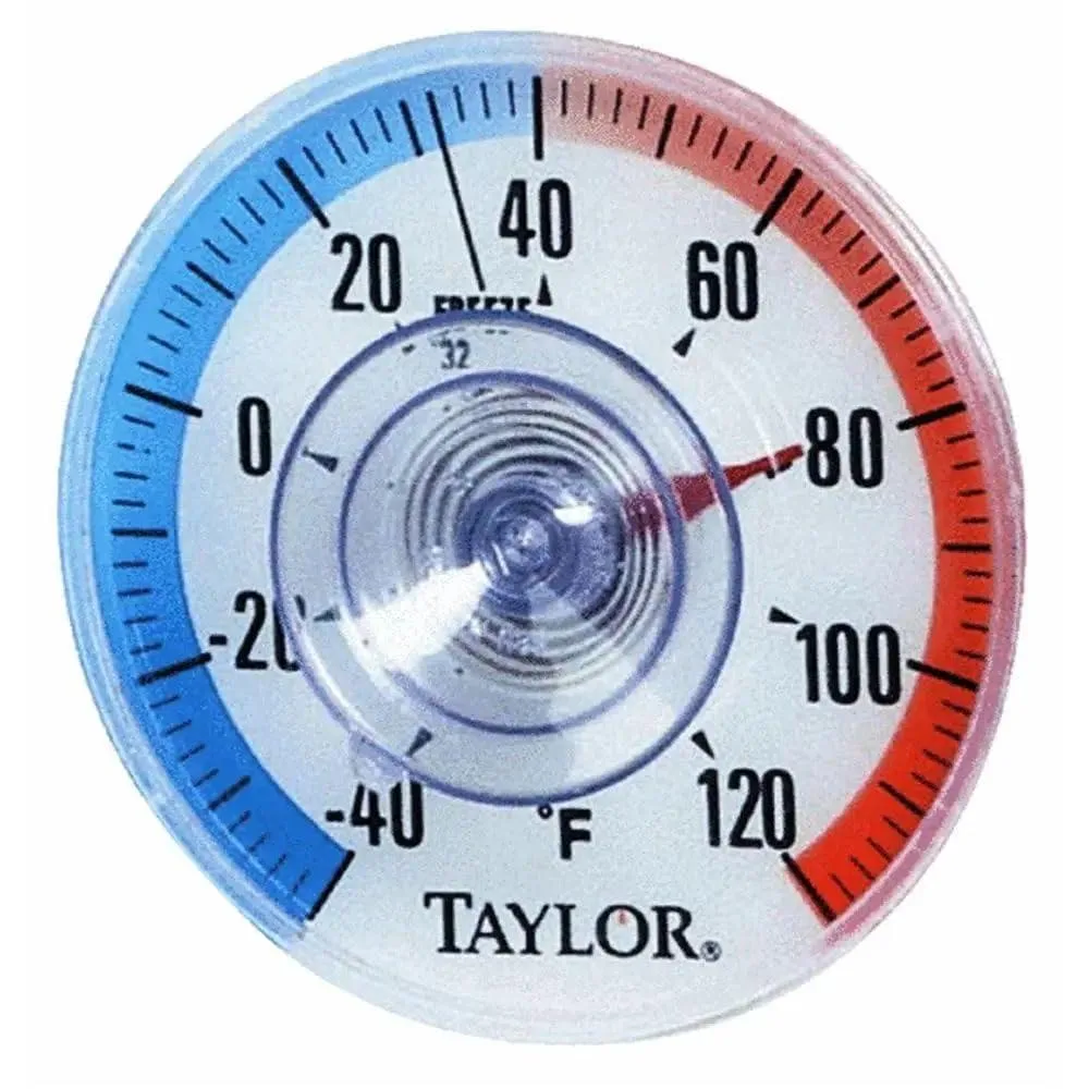 Red plastic stick thermometer with suction cup