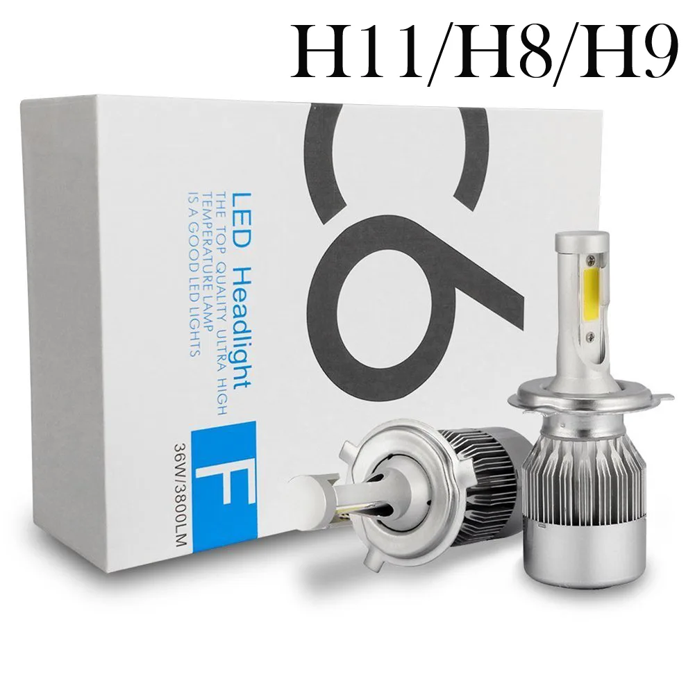 LUOM LUOM JC6-H11 H11/H8/H9 LED headlight kit 72W 7600LM 6000K IP68 2-pack — product photo