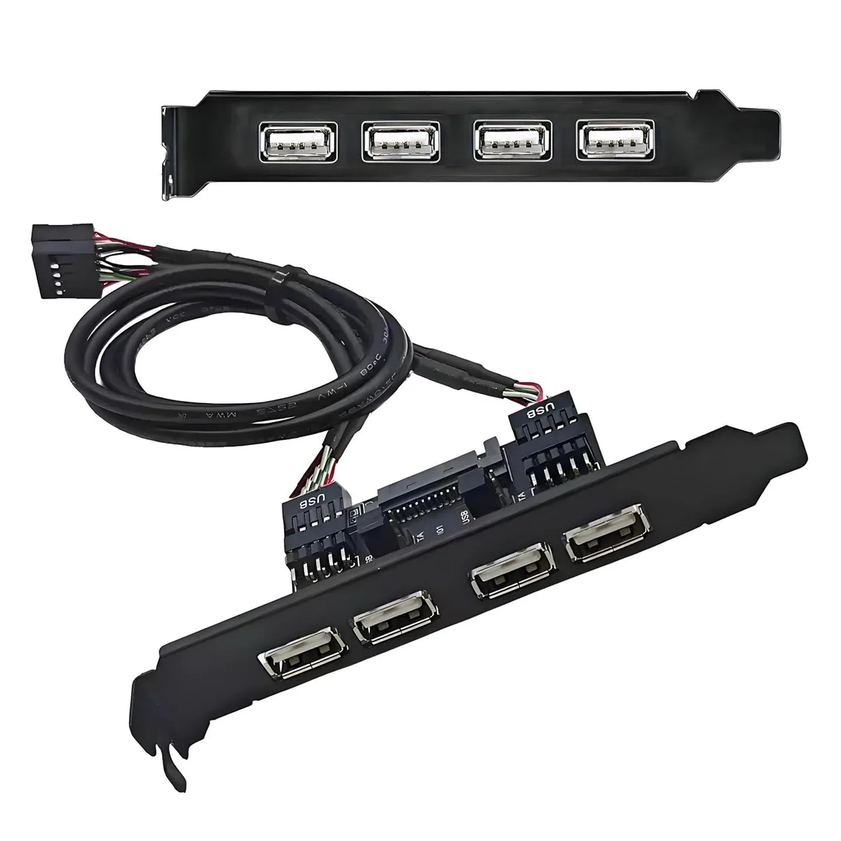 Fervit Fervit 4-port USB 2.0 internal panel cable with SATA power and 12cm bracket — product photo