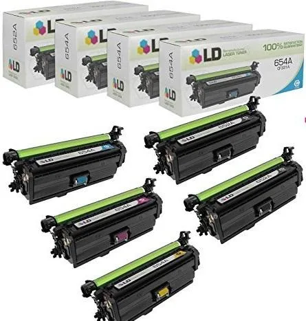 LD Products LD Products 654A 5-Pack Toner Cartridges (2×CF320A Black, CF331A Cyan, CF332A Yellow, CF333A Magenta) — product photo