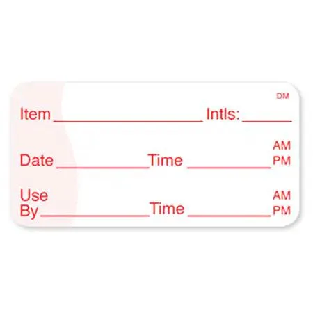 Red dissolvable paper shelf-life labels, rectangular, pack of 500
