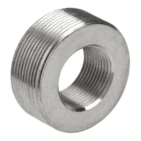Polished 316 stainless reducing bushing, threaded 3/4 to 1/2 in