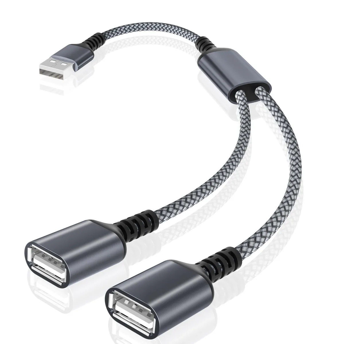  Vision USB 2.0 Splitter 1 in 2 Out .3m Double-Braided Nylon — product photo