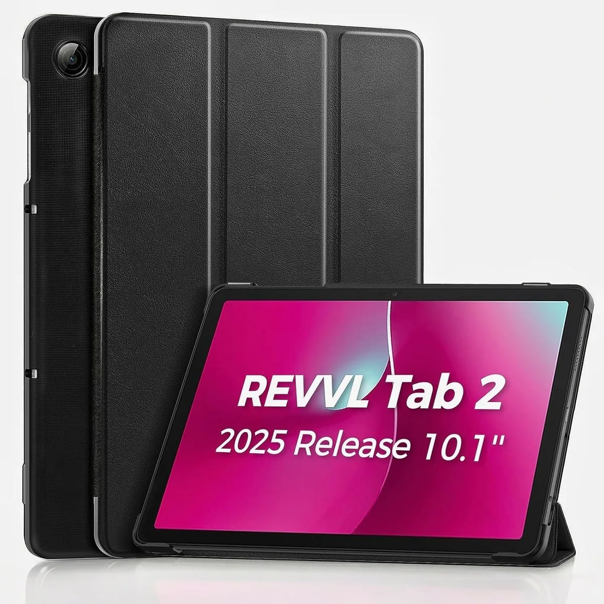 Black slim case for 10.1 2025 tablet with foldable stand
