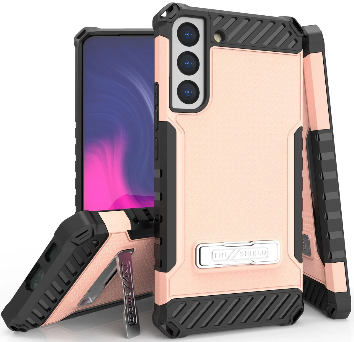 Nakedcellphone Nakedcellphone Tri-Shield Kickstand Case + Lanyard Strap Blush Pink for Galaxy S22 Plus 5G — product photo