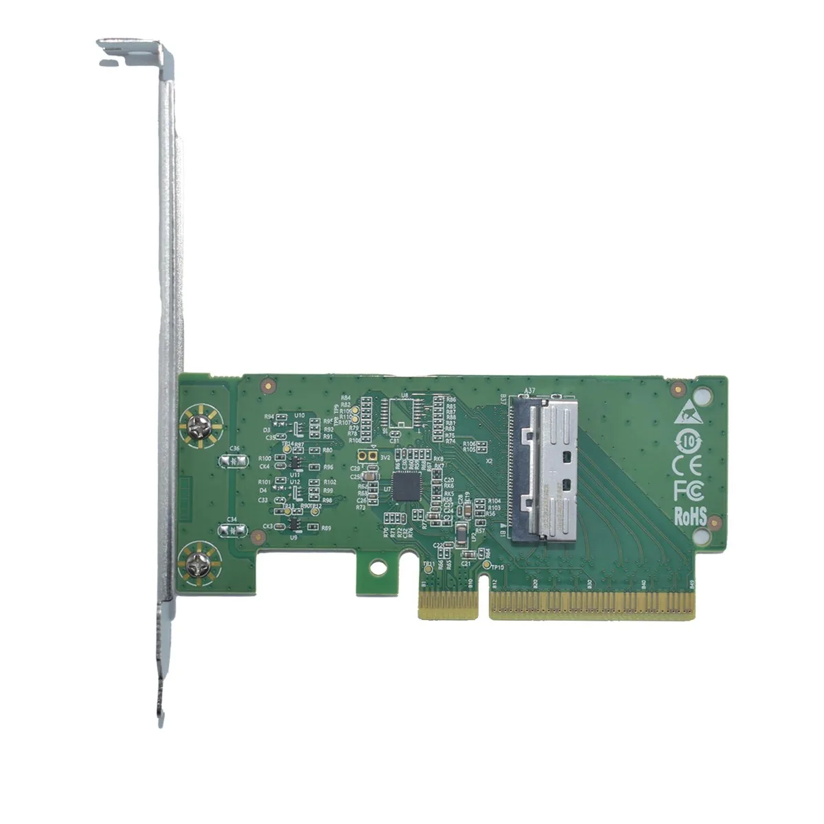 LetLinkSo LetLinkSo LLS-CD-1PC1MC-01 PCIe 5.0 x8 to MCIO x8 Adapter Card for 2 U.2 NVMe SSD (Side Right Interface) — product photo