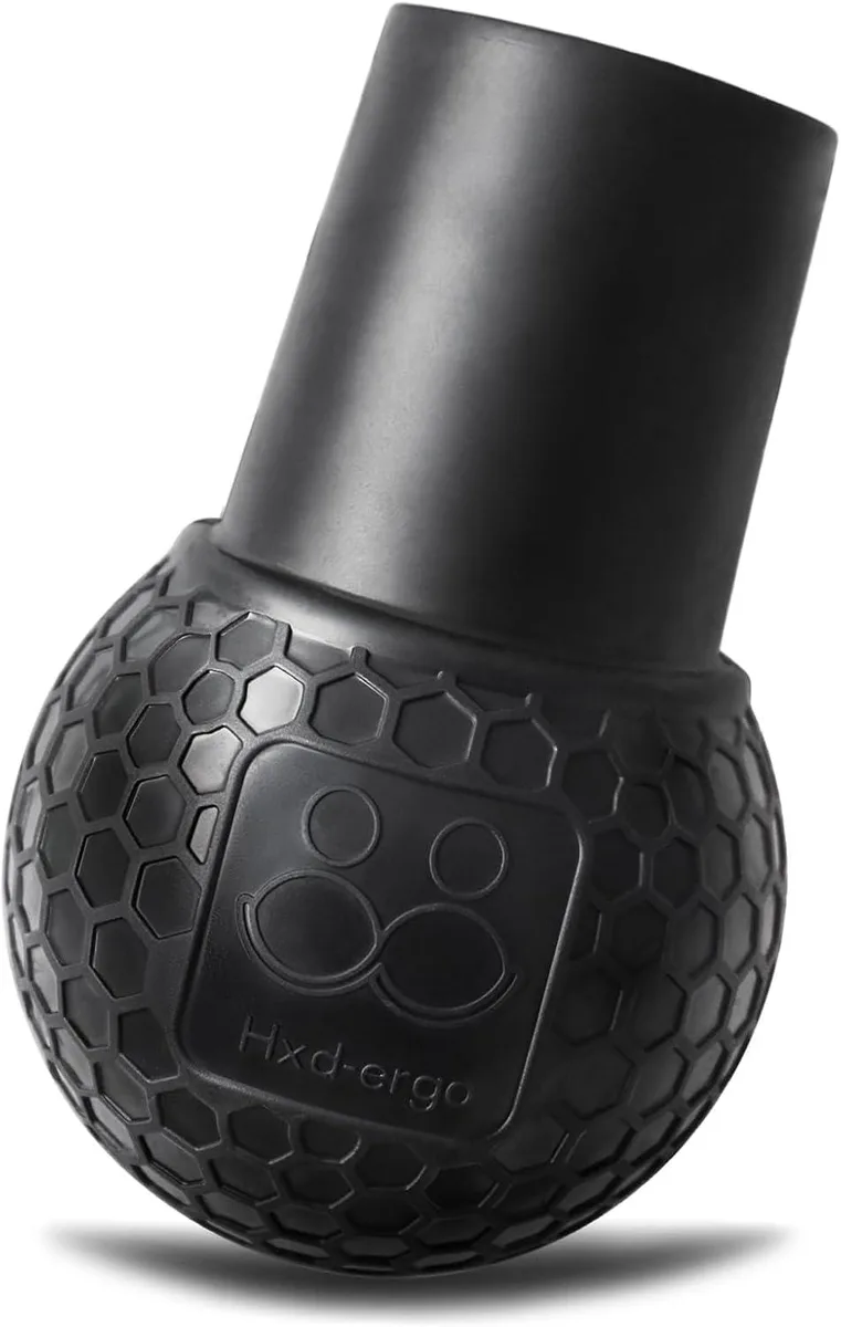 Black rubber landmine base with honeycomb texture and central sleeve