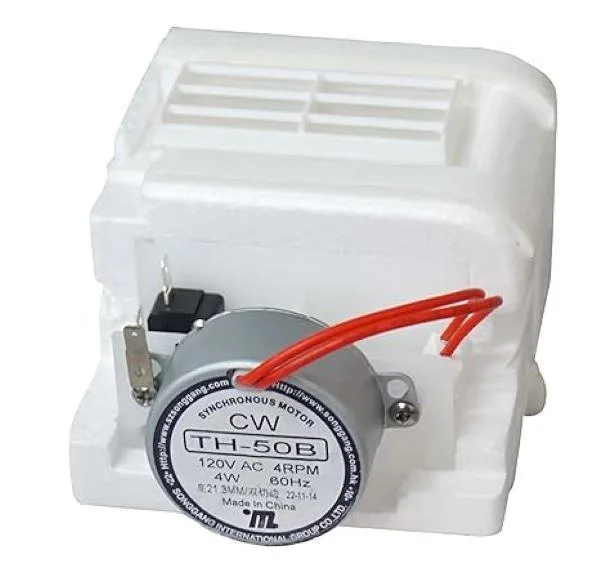White plastic refrigerator air damper control assembly with adjustable vent and wiring connector