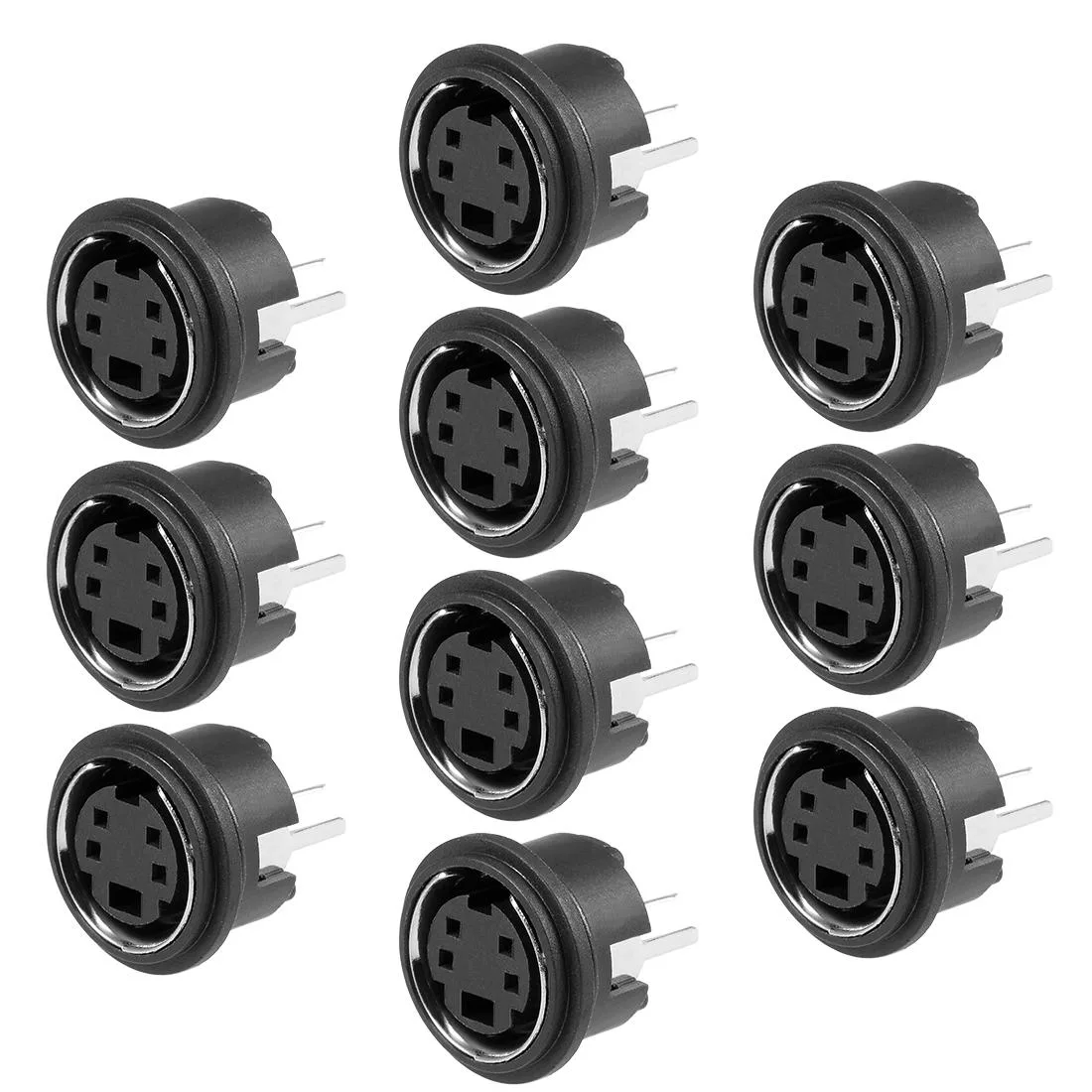 Unique-Bargains Unique-Bargains S-video PCB Mount 4 Pin Din Socket Black 10Pcs — product photo