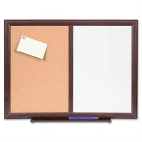 Lorell Lorell 84270 Dry-Erase Cork Bulletin Board 24x18 Mahogany Frame — product photo