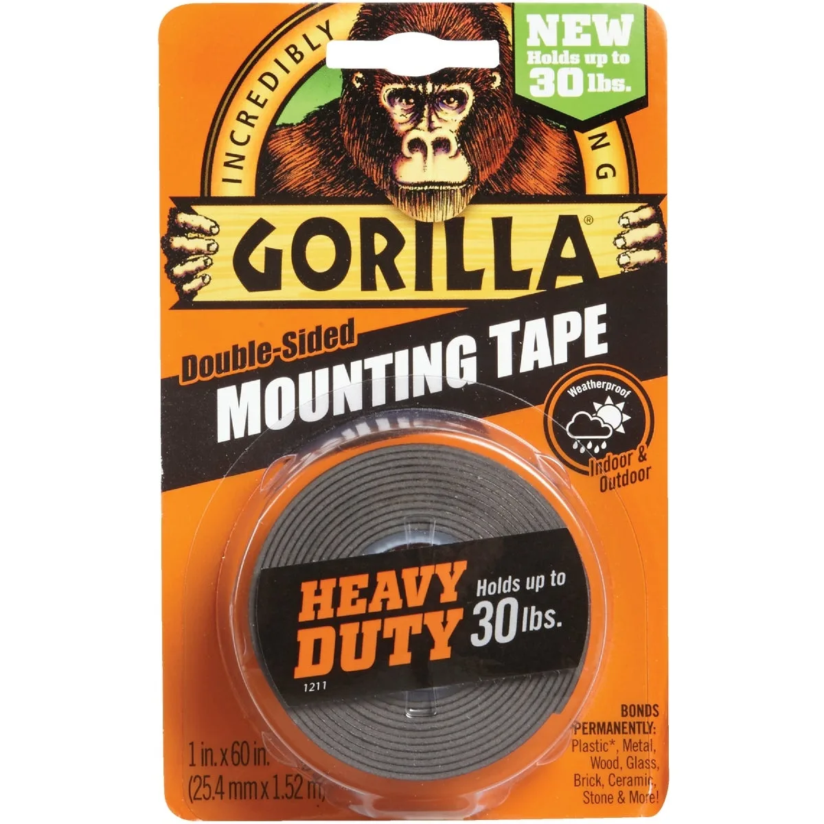 Gorilla Glue Gorilla Glue 6055002 Heavy Duty Mounting Tape 1" x 60" 30 Lb — product photo
