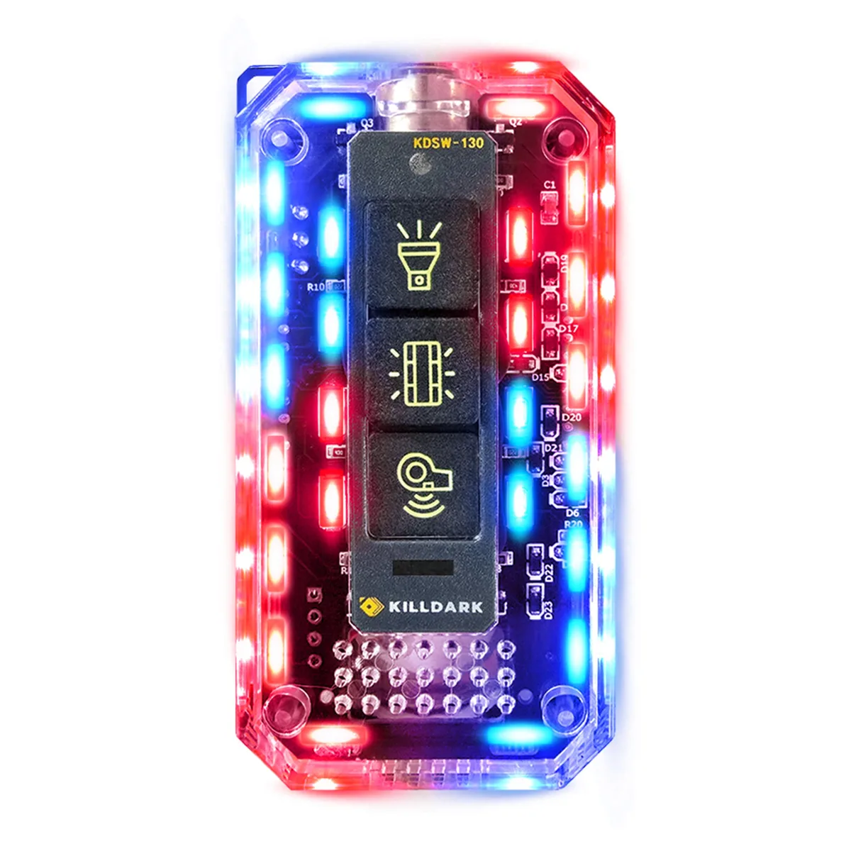 Hitrons Solutions Hitrons Solutions Electronic Whistle Warninglight &amp; Flashlight 100dB 16 LED 360° Rotating — product photo