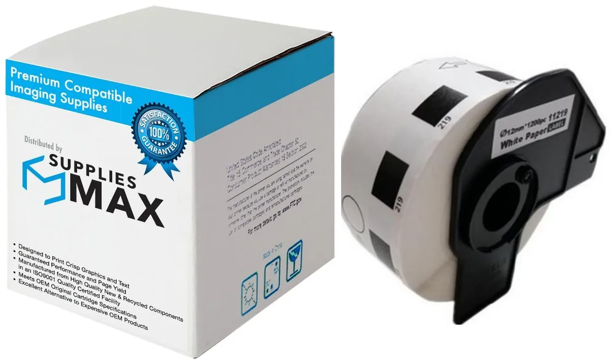 SuppliesMax SuppliesMax DK-1219 White Round Label Tape 1200 labels — product photo