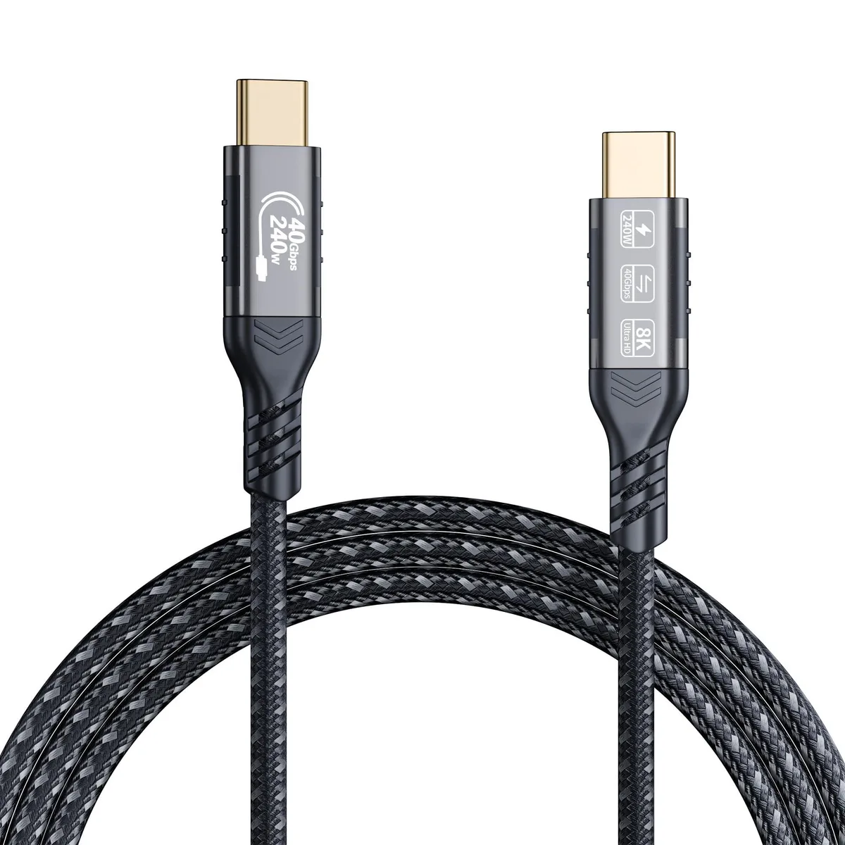 Vszerda Vszerda Thunderbolt 4 USB-C Cable 6.6ft 40Gbps 240W Black — product photo
