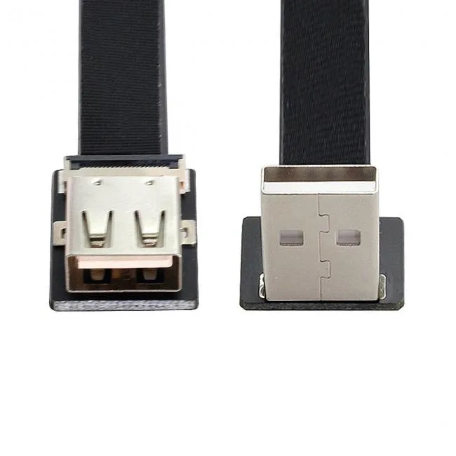 xiwai xiwai Up Angled USB 2.0 Type-A Male to Female Extension Flat Slim FPC Cable 10-200cm — product photo