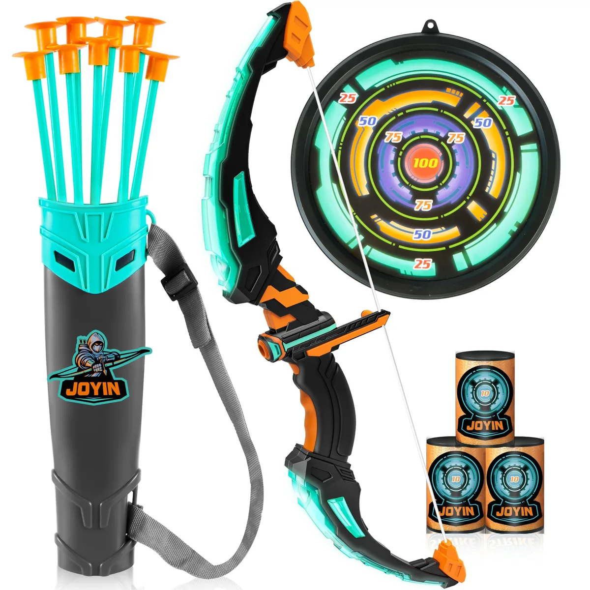 Joyin LED Light-Up Archery Set with 9 Suction Arrows, Target & Case electronics for kids — product photo