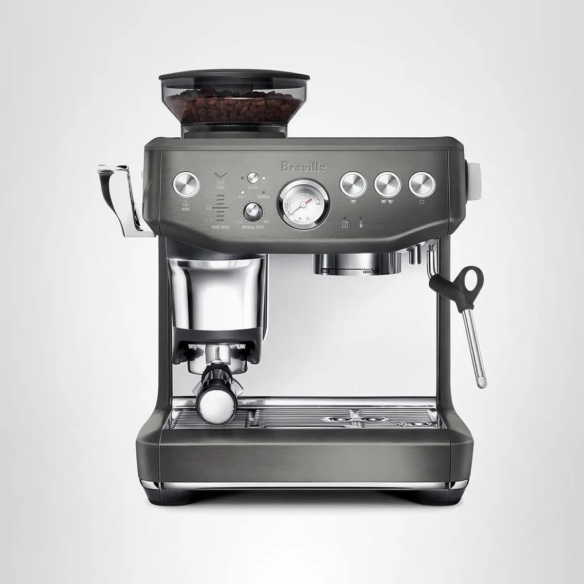 Breville Breville Barista Express Impress BES876BST, Black Stainless Steel cappuccino machine — product photo