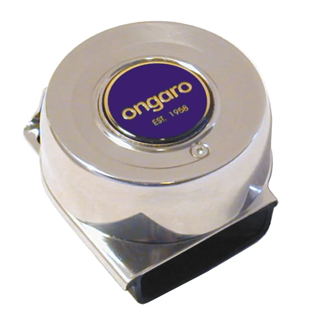 Stainless steel compact marine horn, 7.5 by 8 by 4.5 cm, 12 volt