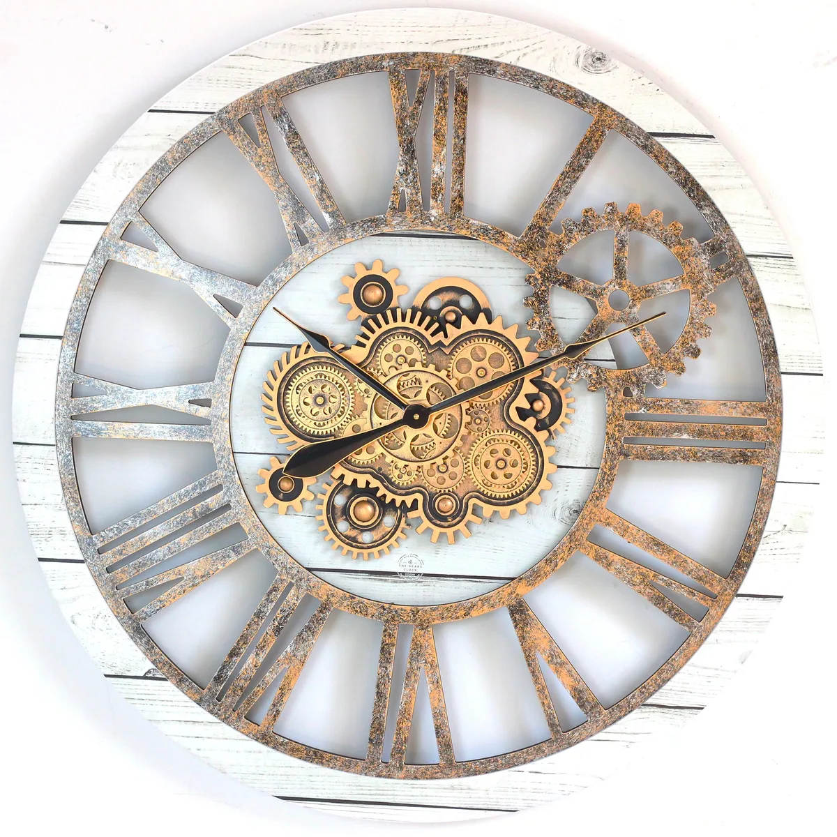 The Gears Clock The Gears Clock 36 Inch Real Moving Gear Wall Clock White Farmhouse — product photo