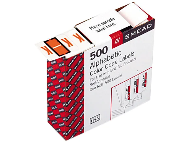 Smead Smead 67081 Bar-Style End Tab Labels Letter K Light Orange 500/Roll — product photo