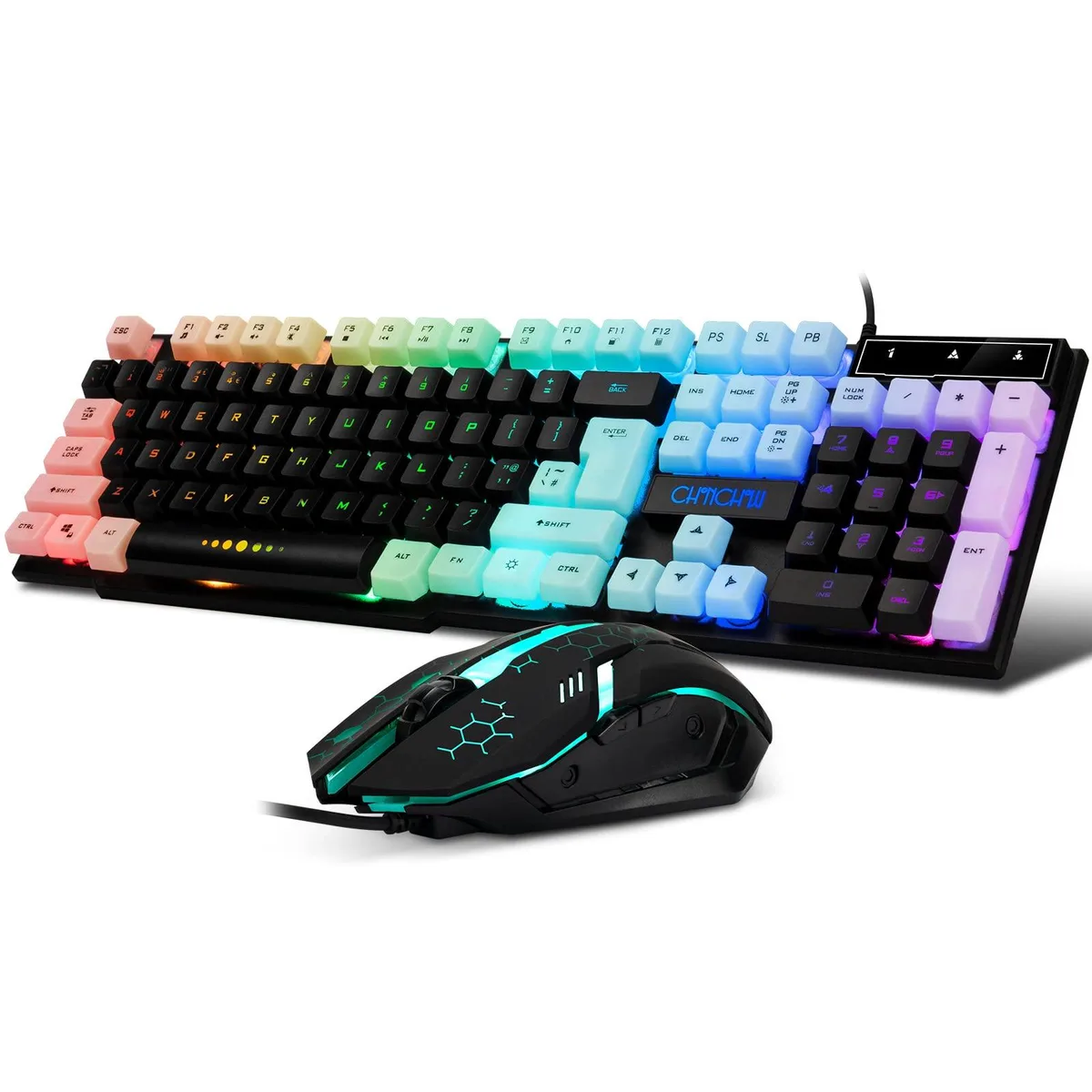  Redragon 81951 Gaming Keyboard &amp; Mouse Combo, USB Wired 104-Key Rainbow Backlit, 3600 DPI Mouse — product photo