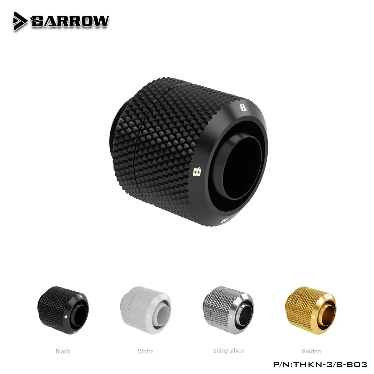 Barrow Mods Barrow Mods THKN-3/8-B03 Gold G1/4 3/8"ID 1/2"OD 10x13mm Soft Tube Fittings — product photo