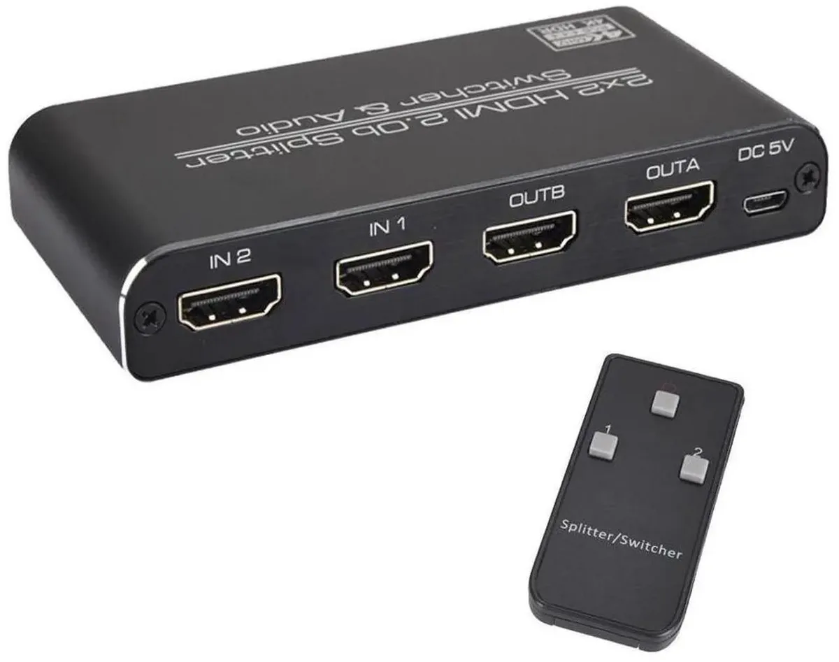 SMUGDESK SMUGDESK 2×2 HDMI 2.0 Matrix Switch 4K@60Hz IR Remote Audio — product photo