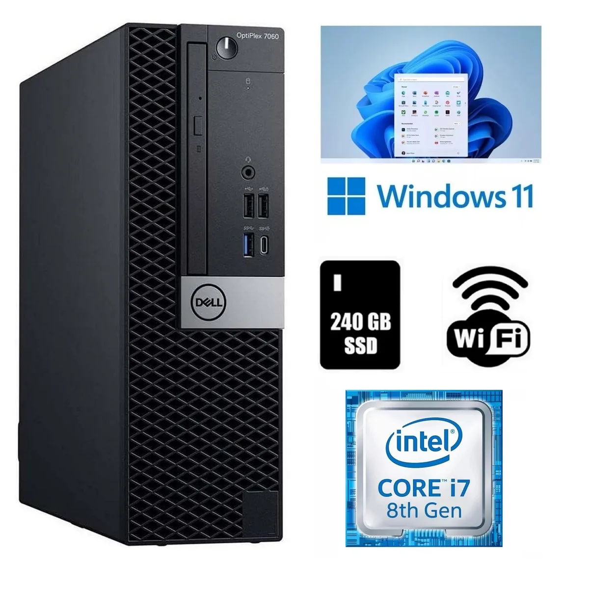 DELL DELL OptiPlex 7060 SFF i7-8700 4.6GHz 16GB DDR4 240GB SSD Wi-Fi Windows 11 Pro — product photo
