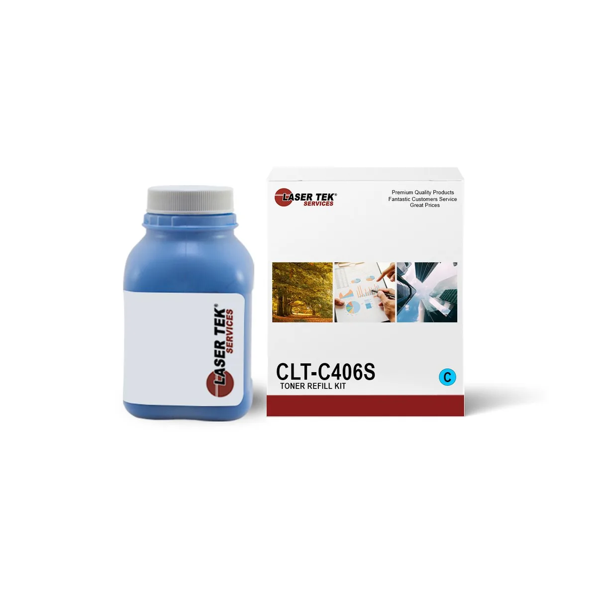 Laser Tek Services Laser Tek Services Cyan Toner Refill Kit for Samsung CLP-365W CLX-3305FW CLT-C406S — product photo