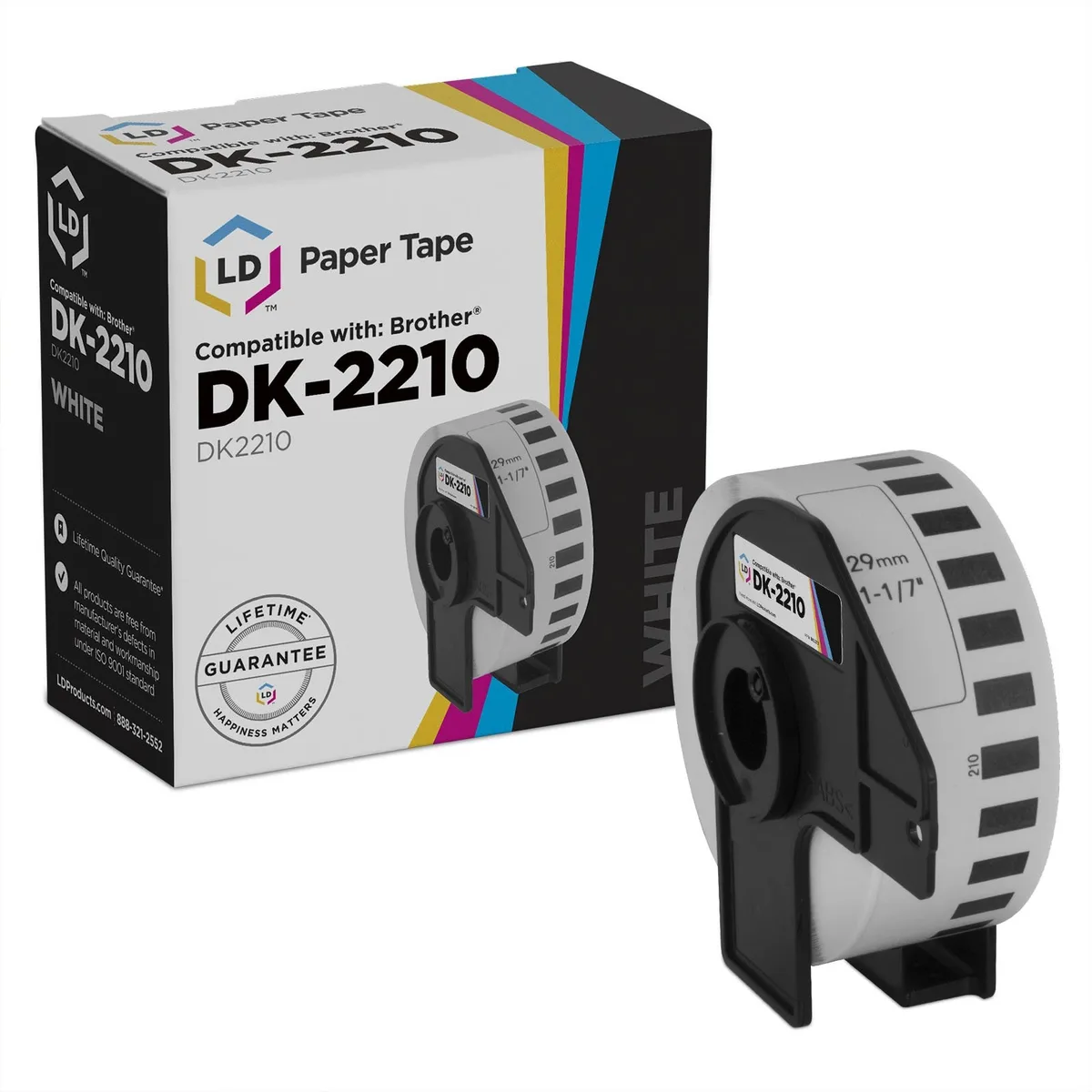 LD Products LD Products Compatible DK-2210 Continuous Label 1.1 in x 100 ft White Single Roll — product photo