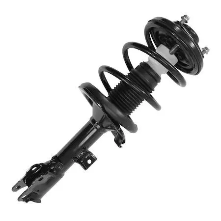 Unity 13231 front left complete strut assembly, preassembled with coil spring and top mount, silver metal finish