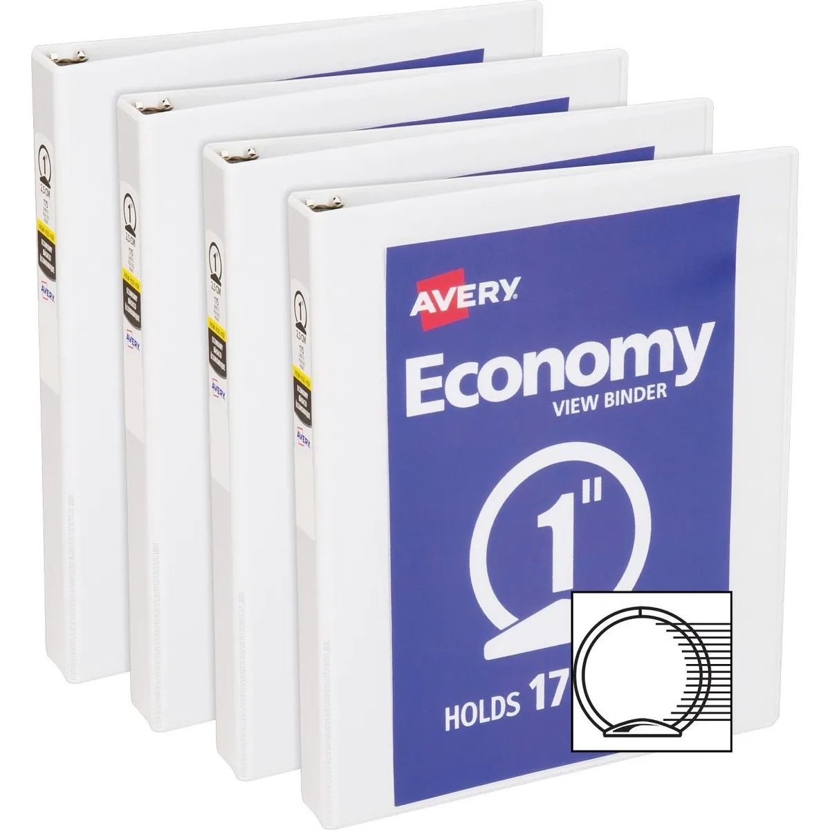 Avery Avery 05711BD Economy View Binder 1" 4 Pack White — product photo